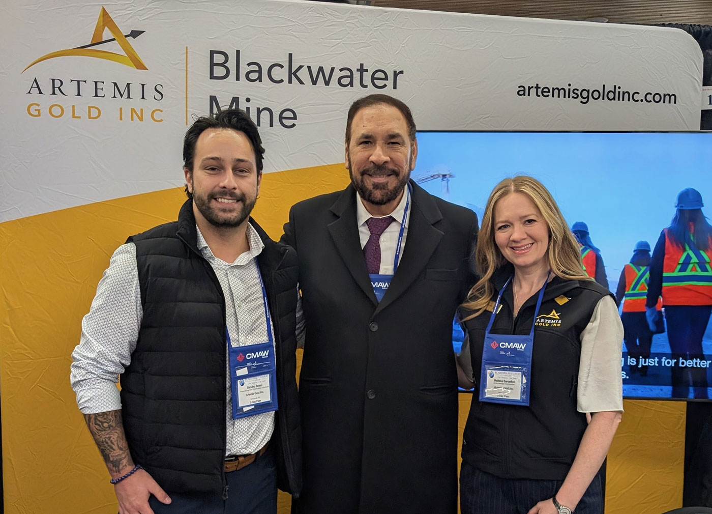 Sandro Bravo, Regional Business Opportunity Coordinator, Minister Jagrup Brar, and Melissa Barcellos, Senior Manager - Communities